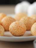 Sesame ball with salted egg custard
