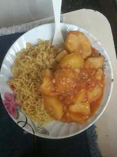 A picture of Stewed Irish potatoes with indomie.