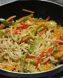 Fettuccini integral con verduras al curry
