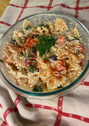 A picture of Chef Miguel’s Creamy Spicy Mexican Pasta Salad.