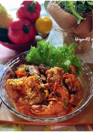 Foto resep Udang Saus Telur Asin / Salt Egg Prawn