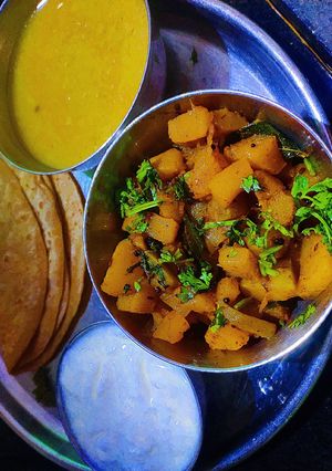 A picture of Pumpkin Ki Bhaji.