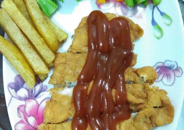 Cara Gampang Menyiapkan Chicken steak with BBQ sauce yang Lezat