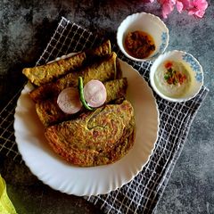Palak Paneer Paratha (Cottage cheese stuffed Spinach Flatbread) A picture of Palak Paneer Paratha (Cottage cheese stuffed Spinach Flatbread).