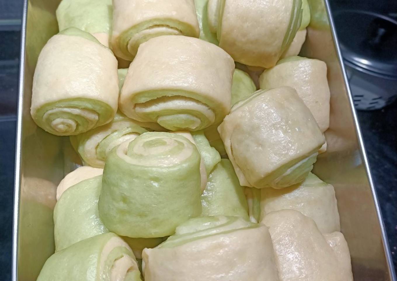 Recipe of Speedy Pandan layers steam bun