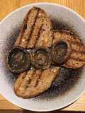 Juicy portabellini mushrooms on seedy toast