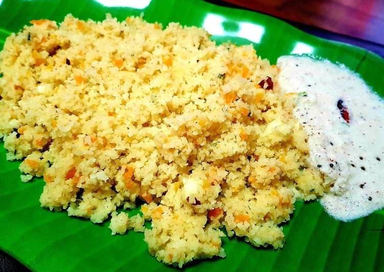 Steamed Broken Wheat Upma with Carrot