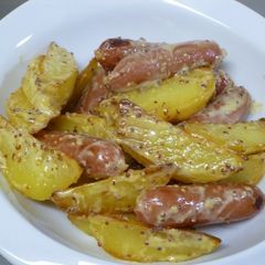 A picture of Potato and Wiener Sausages in Mustard and Mayonnaise Sauce.