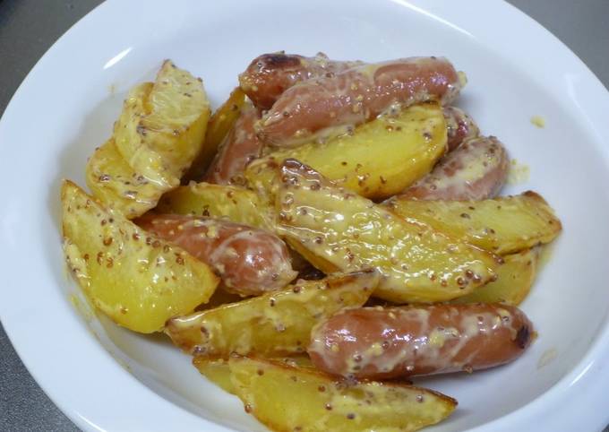 Potato and Wiener Sausages in Mustard and Mayonnaise Sauce