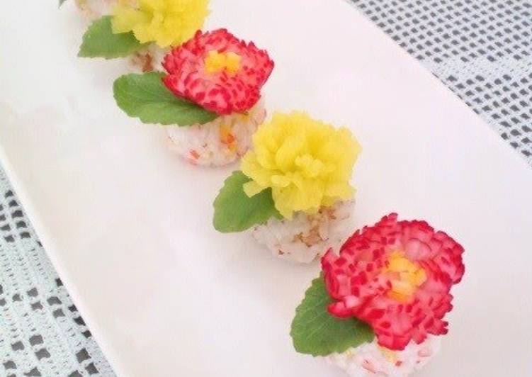 Simple Way to Prepare Ultimate Radish Chrysanthemum Sushi Balls for Doll Festival or Mother&#39;s Day