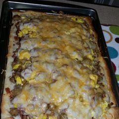 A picture of Filling Breakfast Pizza!!.