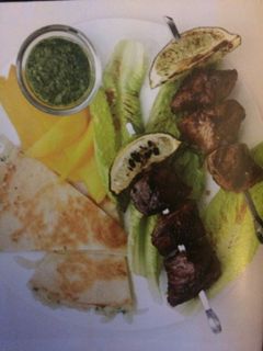 A picture of Steak Kebabs With Quesadillas.
