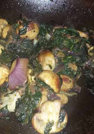 A picture of Spinach and Mushrooms.