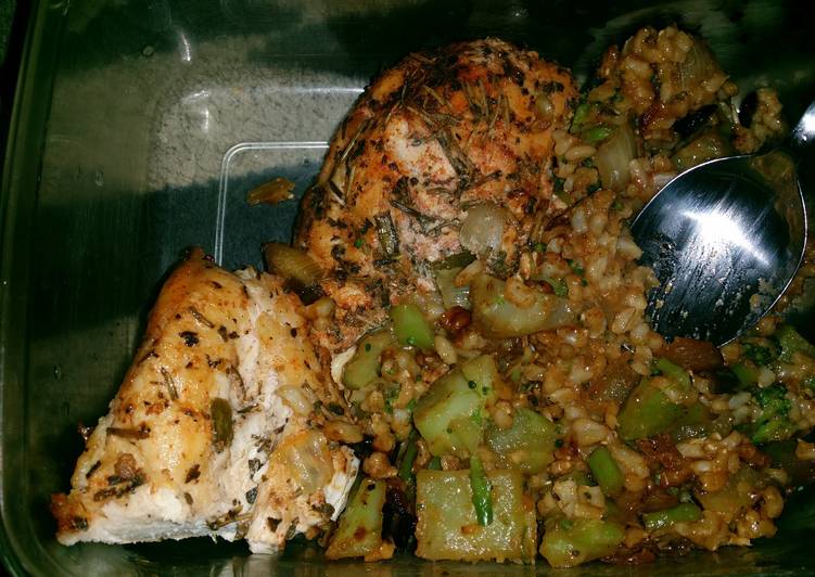 Recipe of Speedy Balsamic vinaigrette marinade chicken breasts with brown rice an