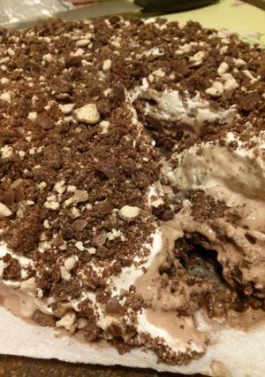 A picture of Steven's Whoppers Ice Cream Cake.