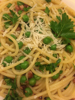 A picture of Pasta With Bacon And Peas.