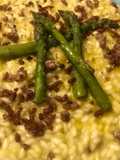 Risotto with Asparagus and Crispy Ground Beef
