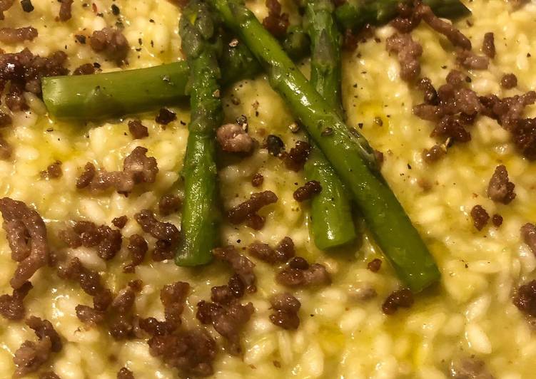 Risotto con asparagi e macinato di scottona croccante!!!