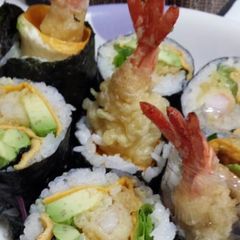 A picture of California Rolls.