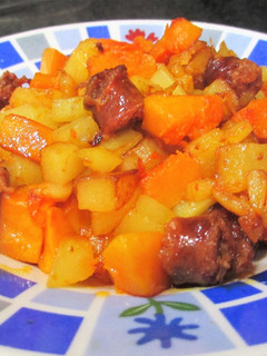 Una foto de Chistorra con calabaza y patatas