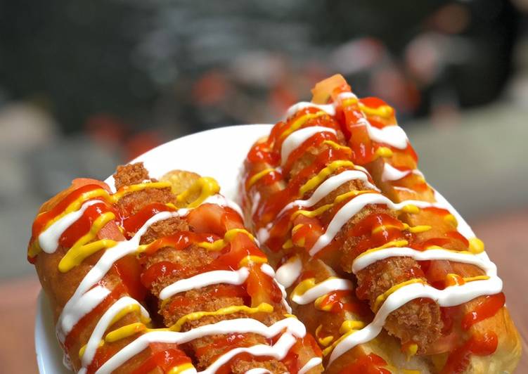 Langkah Mudah untuk Menyiapkan Hot dog chicken katsu homemade tanpa sosis Anti Gagal