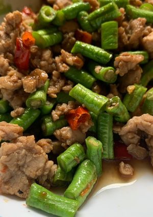 รูปของ หมูสับผัดถั่วฝักยาว