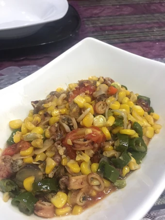 Cara Sederhana Membuat Resep  Cumi asin jagung manis #Sarapanku yang Enak Banget, Enak