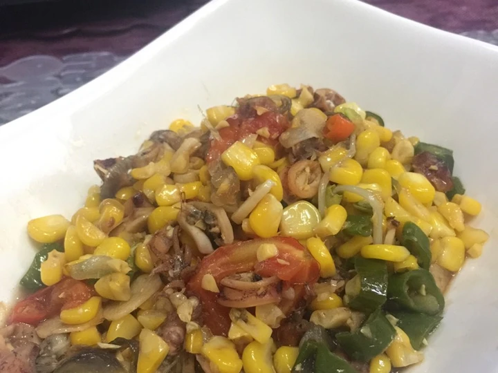 Cara Sederhana Membuat Resep  Cumi asin jagung manis #Sarapanku yang Enak Banget, Enak