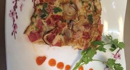 Hình ảnh món “Pizza“ trứng chiên nấm rơm, cà chua
(-_-)