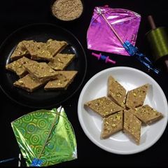A picture of Peanuts and Sesame seeds Gajak.