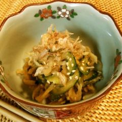 A picture of Mixed Cucumber and Kiriboshi Daikon Salad.