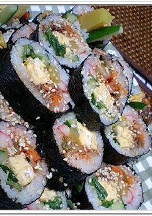 A picture of Gimbap: Korean Nori Seaweed Rolls.