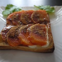 A picture of Persimmon Toast with Sour Cream and Cinnamon.