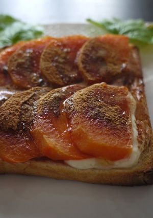 A picture of Persimmon Toast with Sour Cream and Cinnamon.