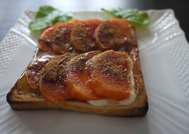 Steps to Make Perfect Persimmon Toast with Sour Cream and Cinnamon