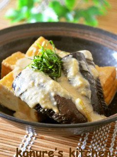 A picture of Easy Prep Eggplant and Deep-Fried Tofu Stir-Fry with Sesame and Miso.