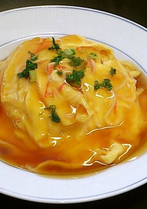 A picture of All-purpose Ponzu Ankake Sauce For Crab Omelet, Garlic Chive Omelet, and Egg Foo Young.