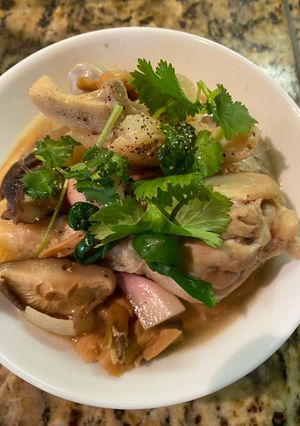 A picture of Bamboo Shoot Soup with Chicken Feet and Pork Hock.