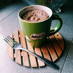 A picture of Milo Banana bread, in a mug!.