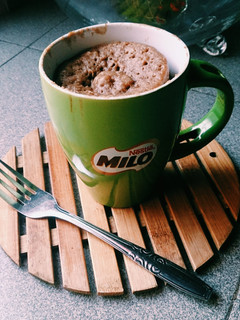 A picture of Milo Banana bread, in a mug!.