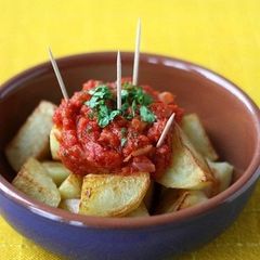 A picture of Tapas Patatas Bravas with Spicy Tomato Sauce.