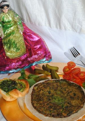 A picture of Persian frittata with herbs (Kookoo Sabzi).