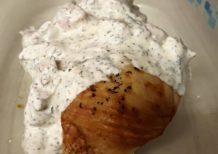 Monday Fresh Baked Chicken Breasts with Creamy Basil Sauce