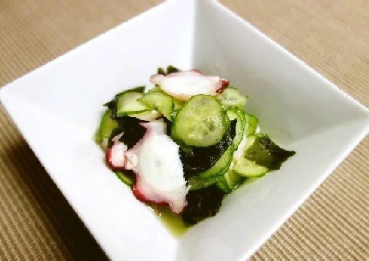 Recipe of Any-night-of-the-week Octopus and Cucumber with Wakame Seaweed in Vinegar