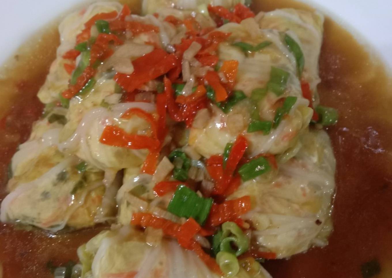 Sawi putih ayam gulung