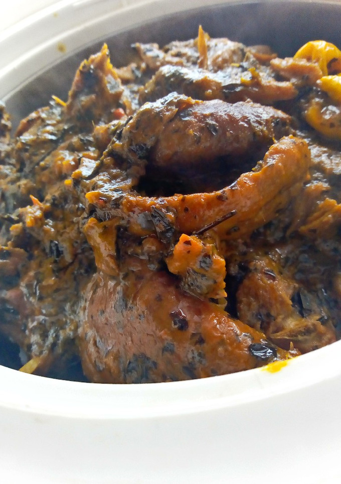 A picture of Afang soup with a fresh taste.