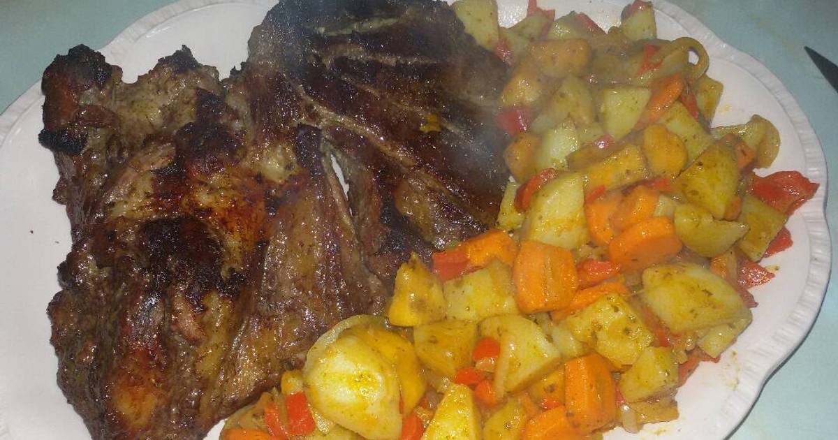 Haiku Reverberación atravesar Carne al horno con verduras Receta de Angelina Cabrera Pagues- Cookpad