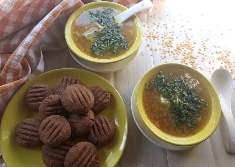 Steps to Prepare Super Quick Homemade SugarFree Ragi Cookies with Mixed Lentil soup