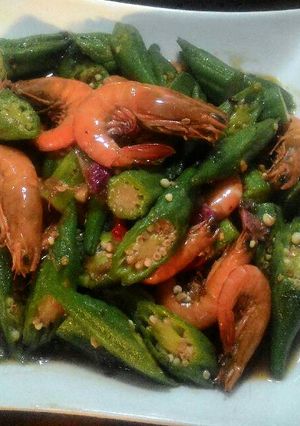 Foto resep Okra masak udang saus tiram