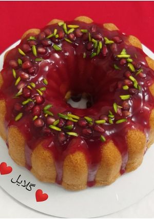 عکسی از دستور کیک وانیل با روکش سس انار (عید نیمه شعبان) 😋